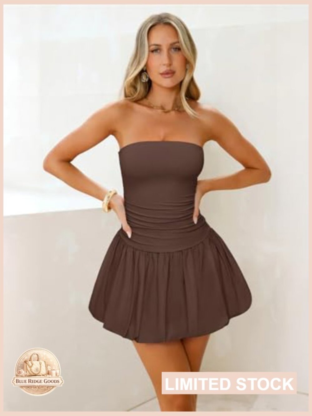 Tube Mini Dress Bodycon Ruched Bubble Hem Strapless Backless Summer Night Out - Picture 3 of 7